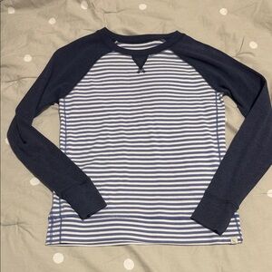 Eddie Bauer Navy and White Striped Women's Sweater
